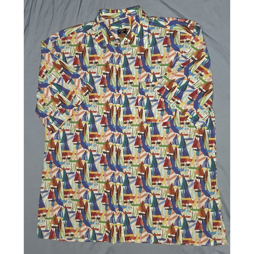 Solemare Maus &‎ Hoffman Men's Large Casual Button Down S/S Sail Boats